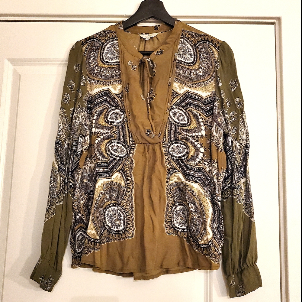 Lucky Brand Scarf Paisley Peasant Top
